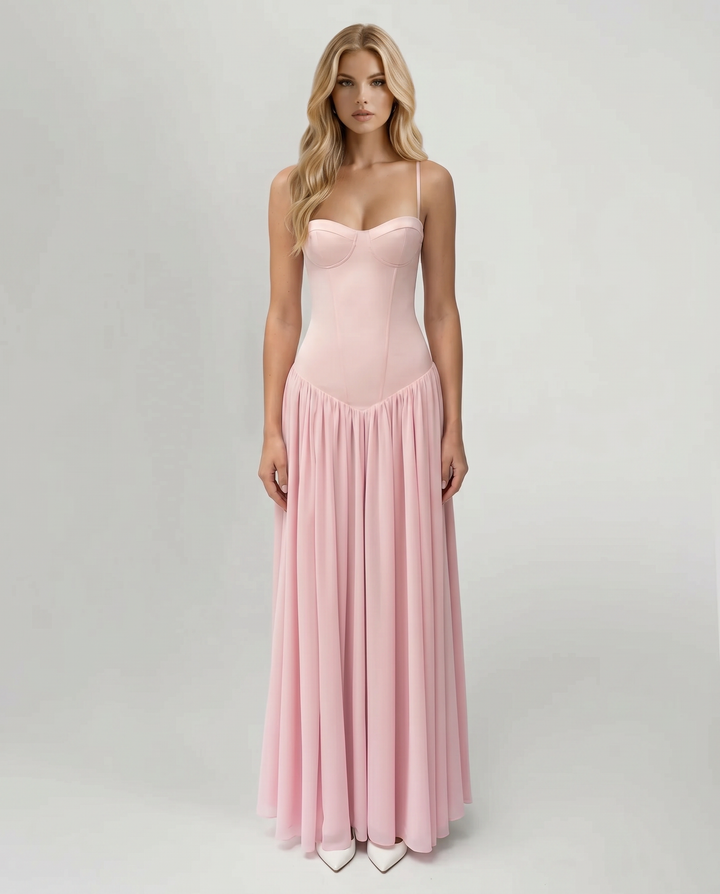 Rosa Corset Maxi Dress - Pink