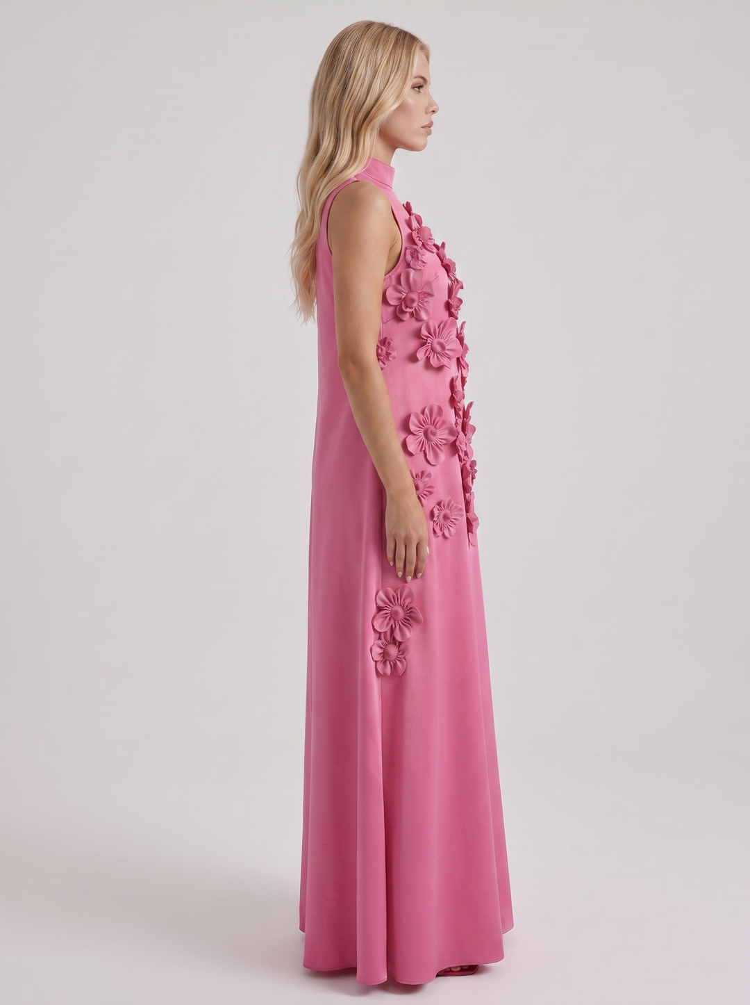 Rosalie Applique Maxi Dress - Dark Pink
