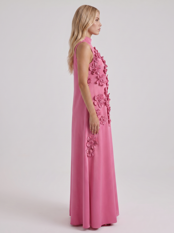 Rosalie Applique Maxi Dress - Dark Pink