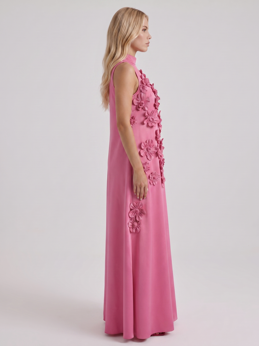 Rosalie Applique Maxi Dress - Dark Pink