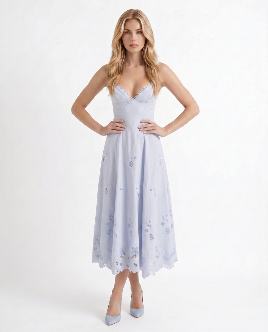 Sara Flare Midi Dress - Blue