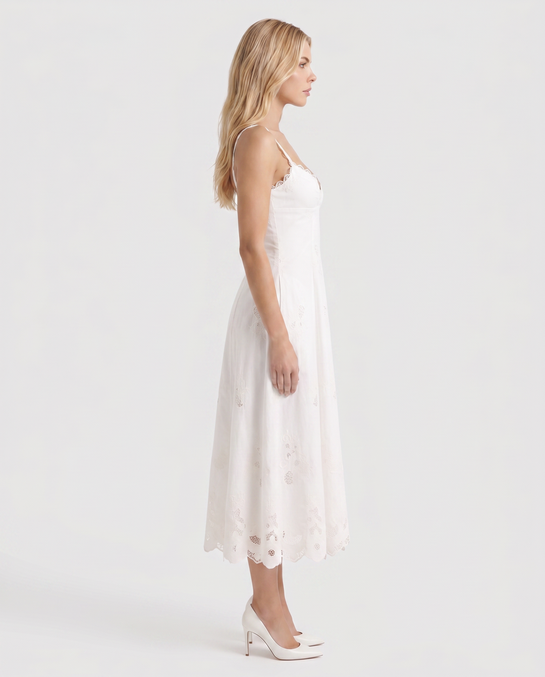 Sara Flare Midi Dress - White