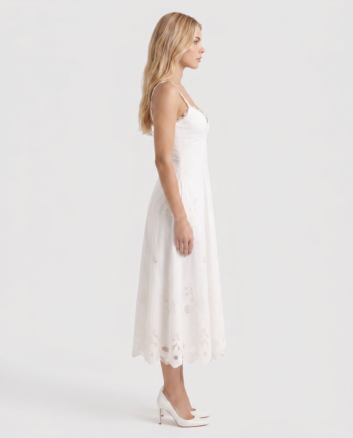 Sara Flare Midi Dress - White