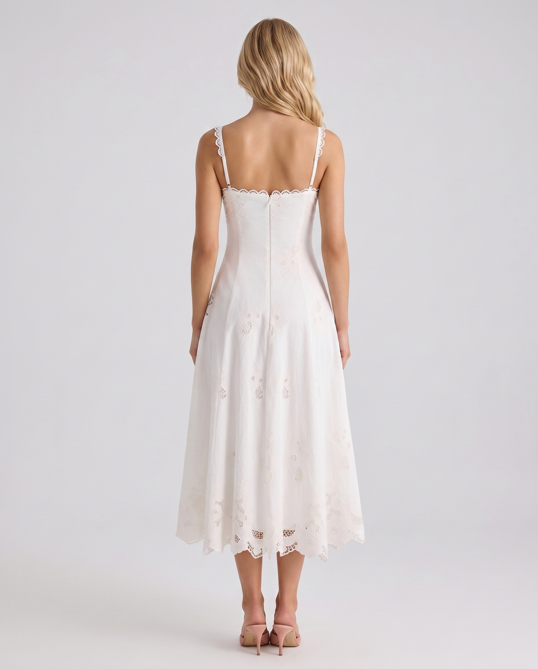 Sara Flare Midi Dress - White