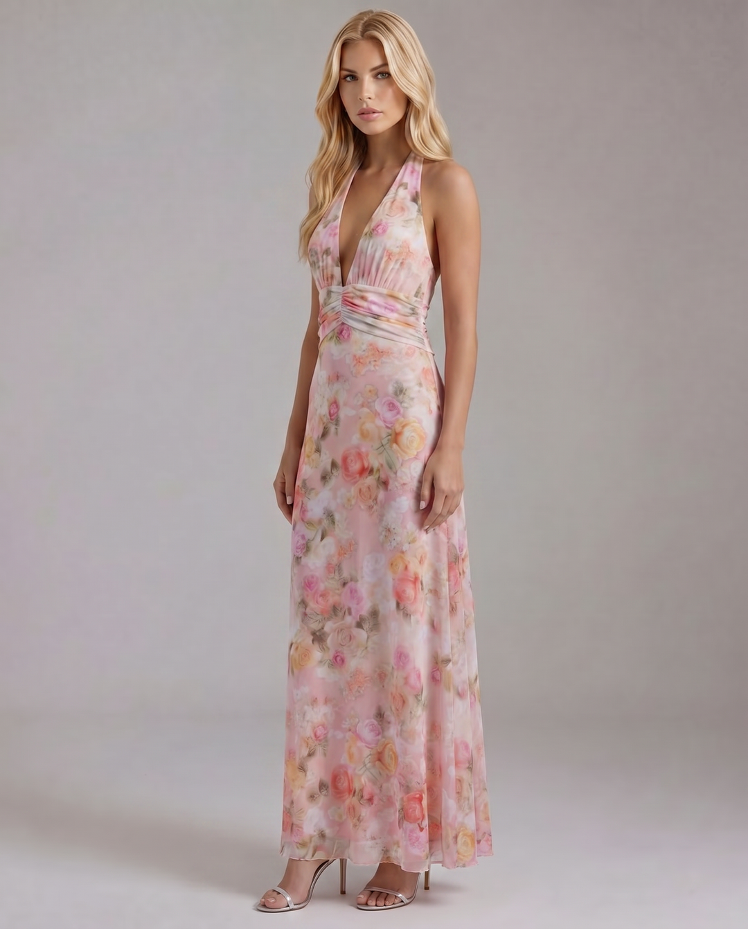 Sarah Plunge Maxi Dress - Pink