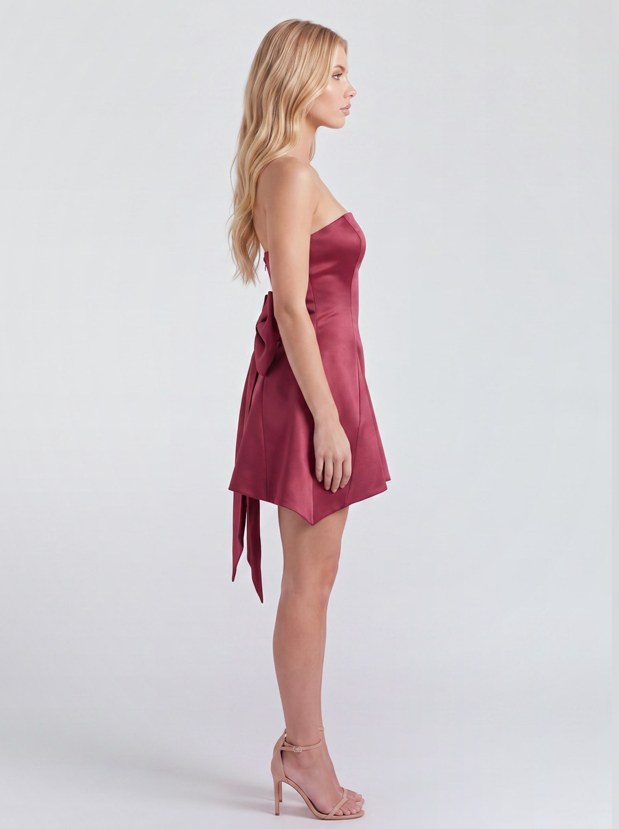 Serena Satin Mini Dress - Burgundy