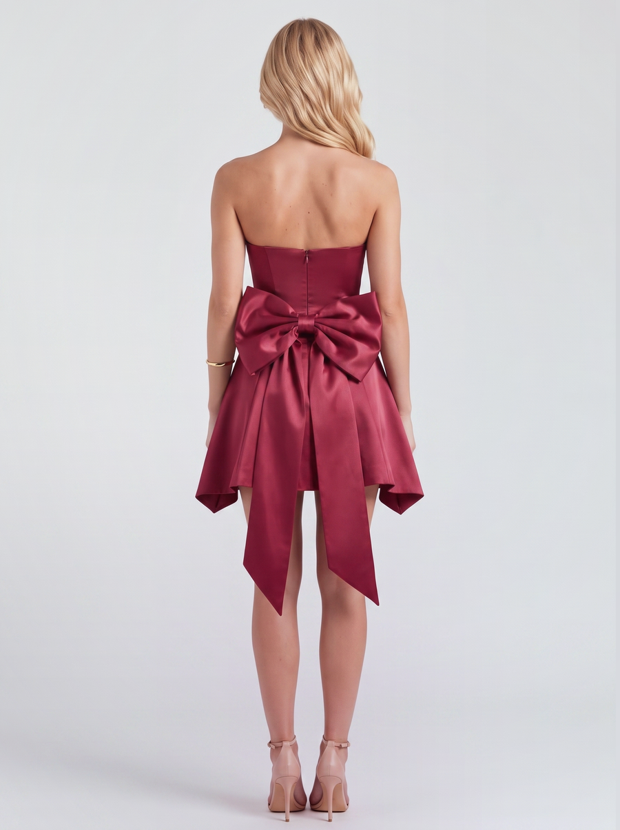 Serena Satin Mini Dress - Burgundy