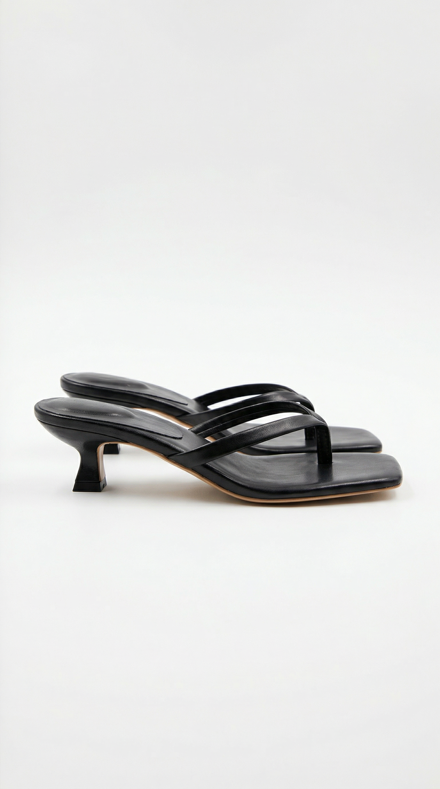 Simone Strappy Kitten Heel Mule Sandals - Black