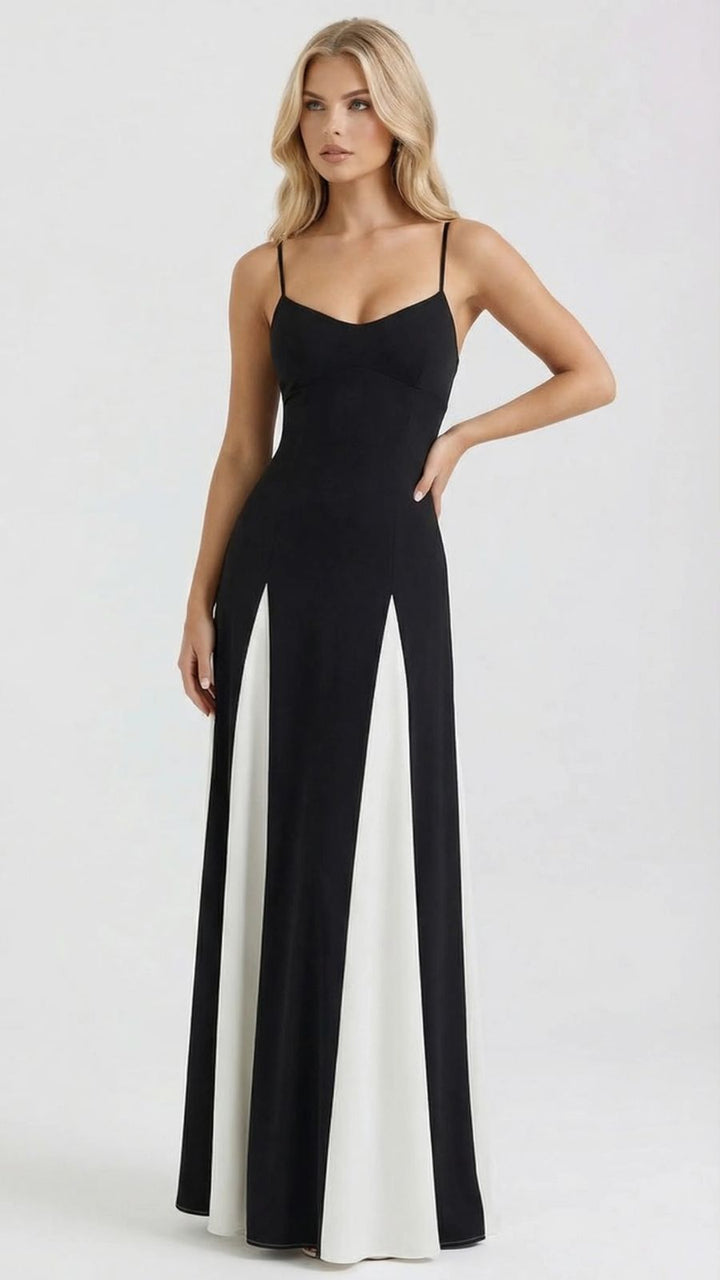 Solara Flare Maxi Dress - Black &amp; White