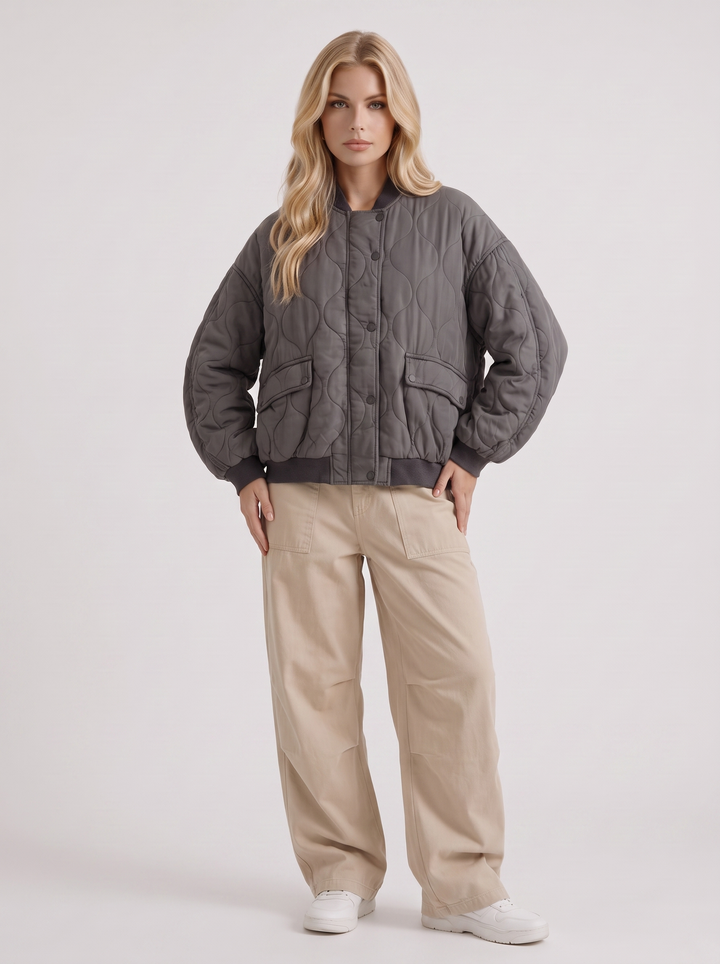 Tabitha Quilted Bomber - Charcoal