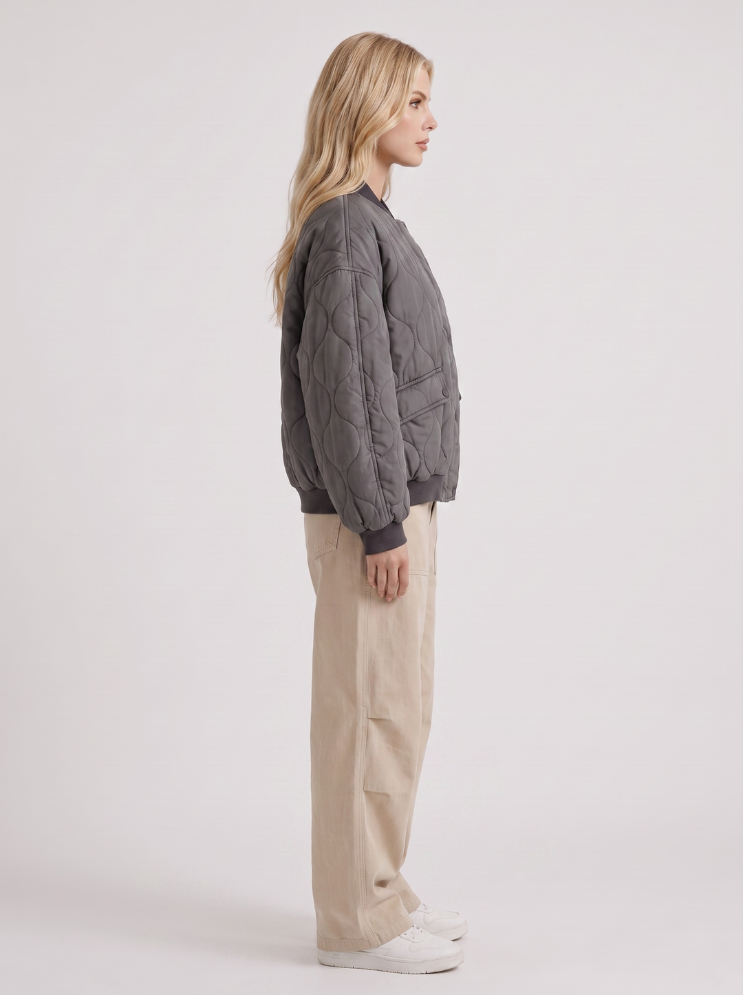 Tabitha Quilted Bomber - Charcoal