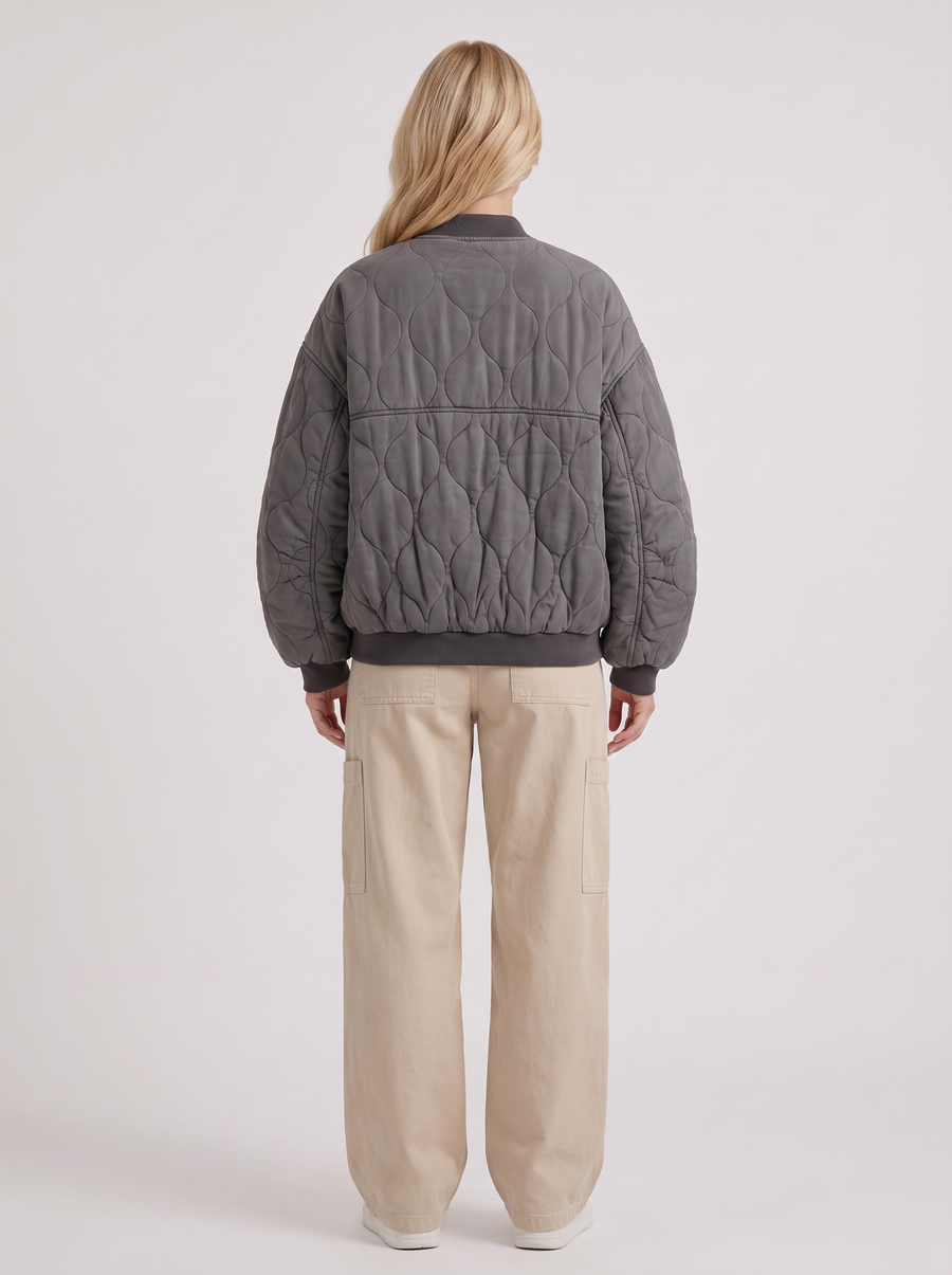 Tabitha Quilted Bomber - Charcoal