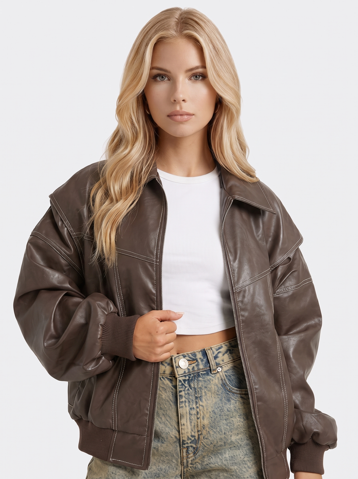 Theodora Distressed Jacket - Brown