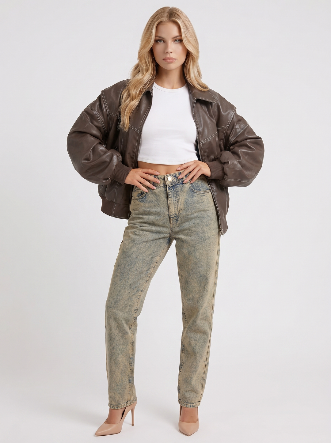 Theodora Distressed Jacket - Brown