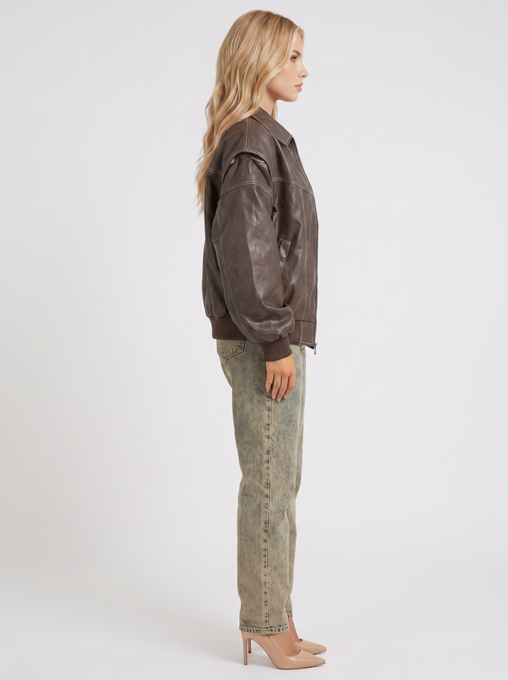 Theodora Distressed Jacket - Brown