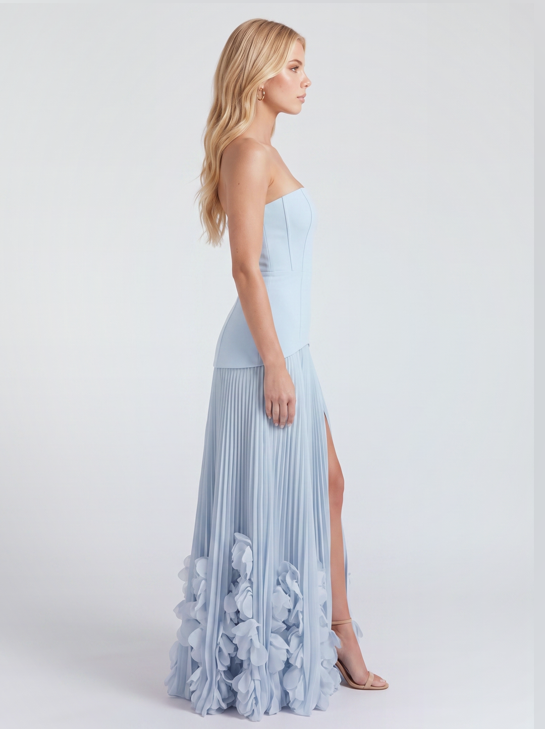 Wendy Fluted Maxi Dress - Light Blue