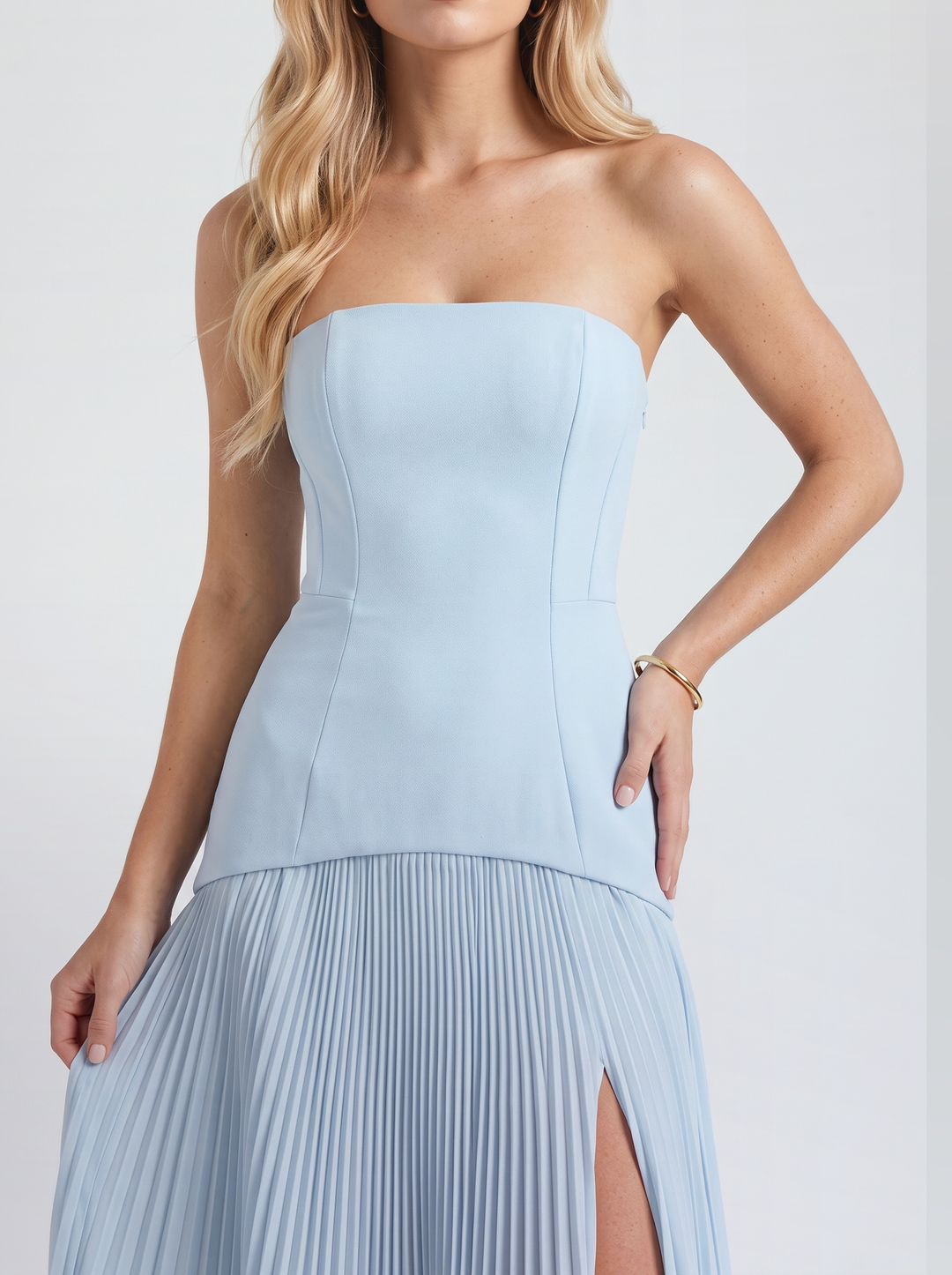 Wendy Fluted Maxi Dress - Light Blue