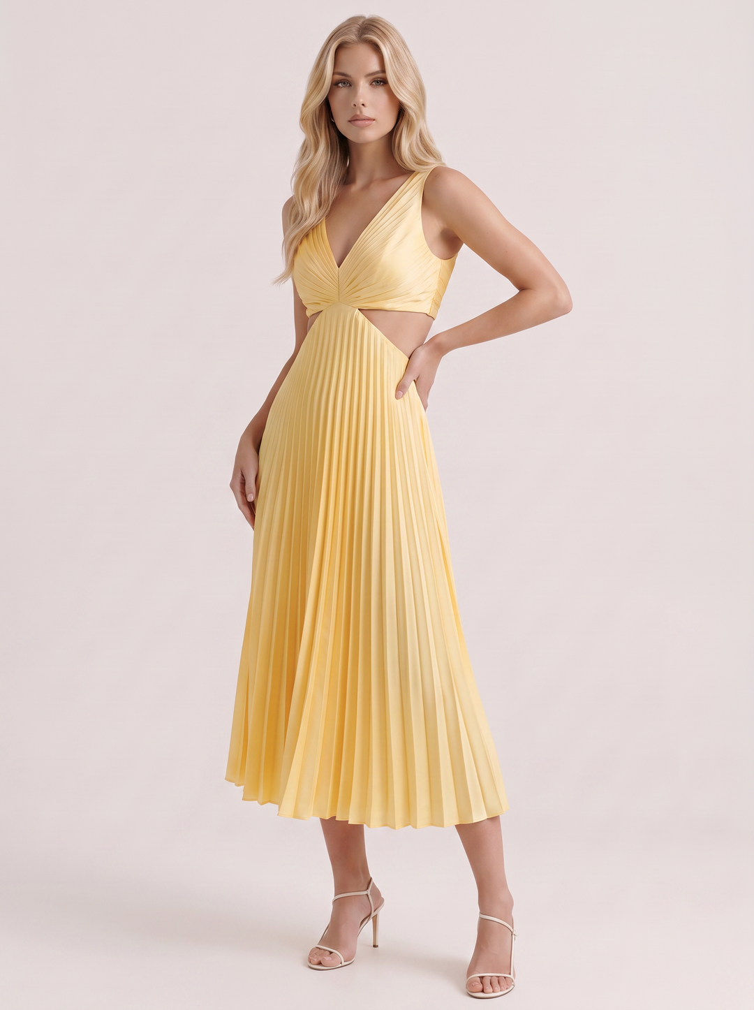 Zara Cutout Midi Dress - Yellow