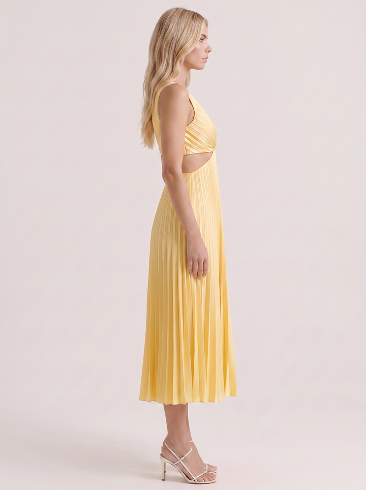 Zara Cutout Midi Dress - Yellow