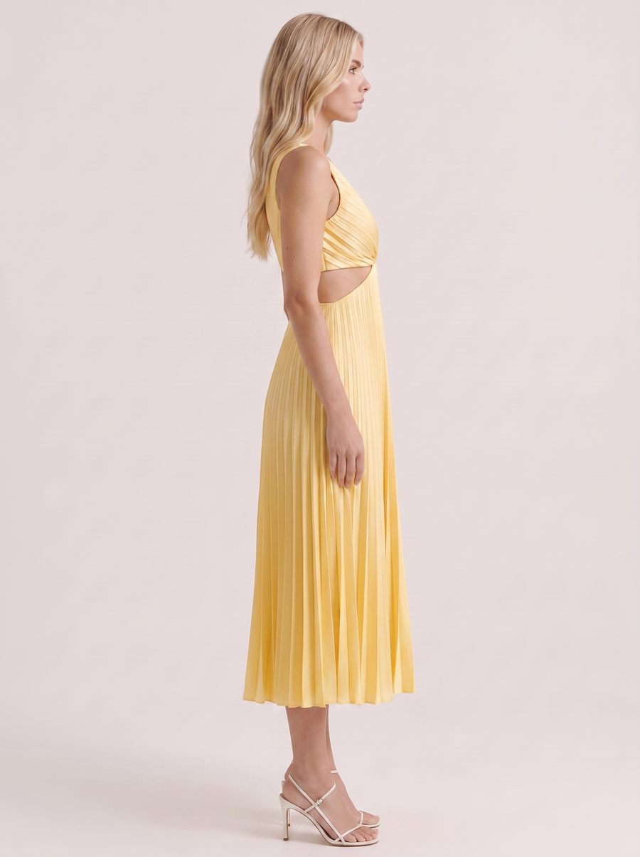 Zara Cutout Midi Dress - Yellow