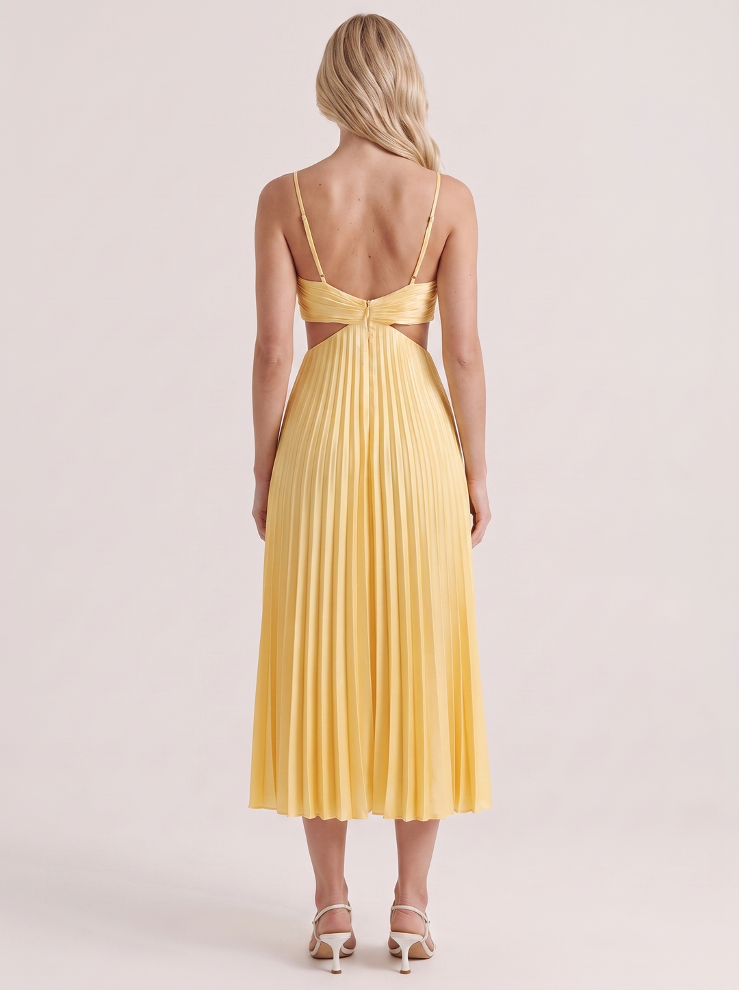 Zara Cutout Midi Dress - Yellow