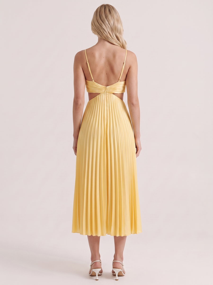 Zara Cutout Midi Dress - Yellow